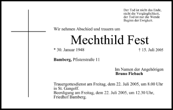 Anzeige von Mechthild Fest von MGO