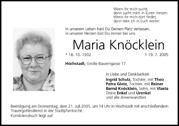 Anzeige von Maria Knöcklein von MGO