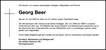 Anzeige von Georg Beer von MGO