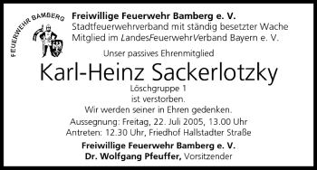 Anzeige von Karl-Heinz Sackerlotzky von MGO