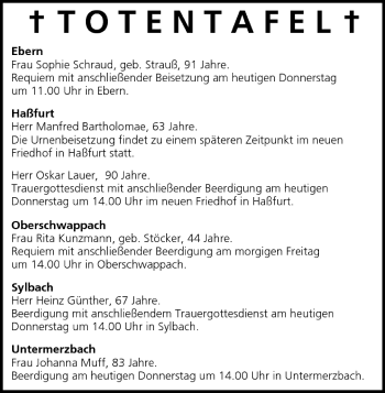 Anzeige von Totentafel vom 21.07.2005 von MGO