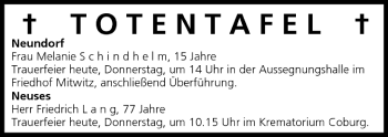 Anzeige von Totentafel vom 21.07.2005 von MGO