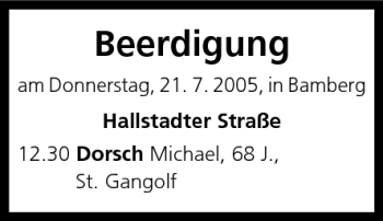 Anzeige von Beerdigungen vom 21.07.2005 von MGO