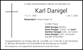 Anzeige von Karl Danigel von MGO