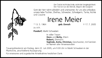 Anzeige von Irene Meier von MGO