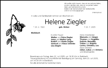 Anzeige von Helene Ziegler von MGO