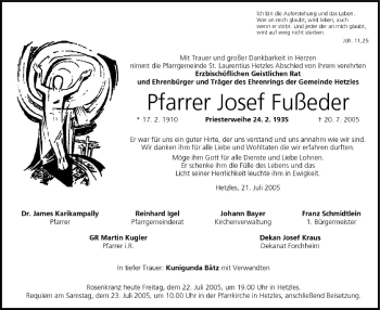 Anzeige von Josef Fußeder von MGO