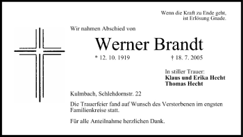 Anzeige von Werner Brandt von MGO