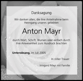 Anzeige von Anton Mayr von MGO