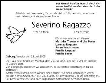 Anzeige von Severino Ragazzo von MGO