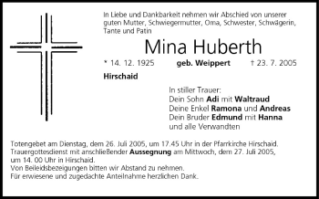 Anzeige von Mina Huberth von MGO