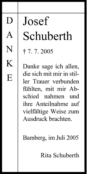 Anzeige von Josef Schuberth von MGO