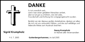 Anzeige von Sigrid Krumpholz von MGO