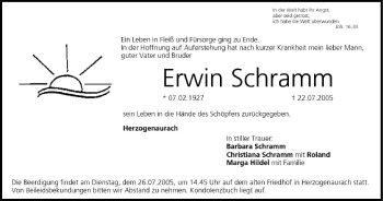 Anzeige von Erwin Schramm von MGO