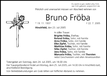 Anzeige von Bruno Fröba von MGO