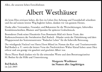 Anzeige von Albert Westhäuser von MGO