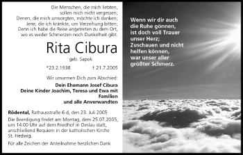 Anzeige von Rita Cibura von MGO
