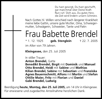 Anzeige von Babette Brendel von MGO