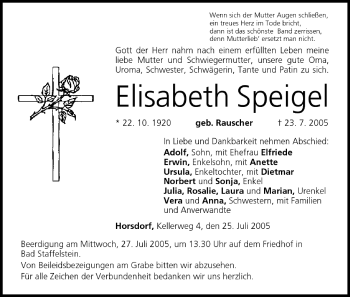 Anzeige von Elisabeth Speigel von MGO