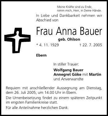 Anzeige von Anna Bauer von MGO