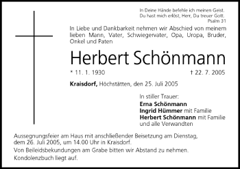 Anzeige von Herbert Schönmann von MGO