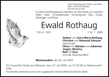 Anzeige von Ewald Rothaug von MGO