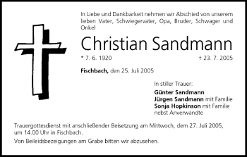Anzeige von Christian Sandmann von MGO