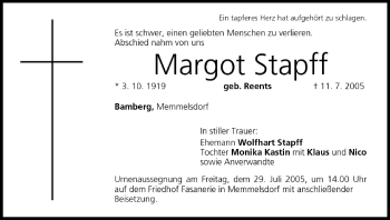 Anzeige von Margot Stapff von MGO
