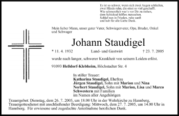 Anzeige von Johann Staudigel von MGO
