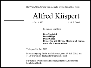 Anzeige von Alfred Küspert von MGO