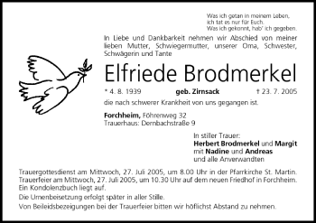 Anzeige von Elfriede Brodmerkel von MGO