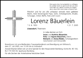 Anzeige von Lorenz Bäuerlein von MGO