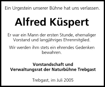 Anzeige von Alfred Küspert von MGO