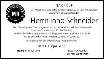 Anzeige von Inno Schneider von MGO