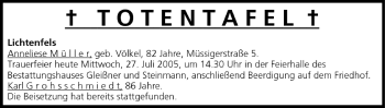 Anzeige von Totentafel vom 27.07.2005 von MGO