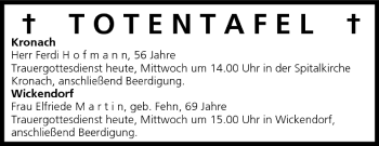 Anzeige von Totentafel vom 27.07.2005 von MGO