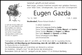 Anzeige von Eugen Gazda von MGO
