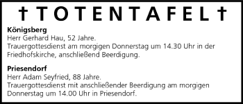 Anzeige von Totentafel vom 27.07.2005 von MGO