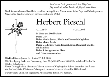 Anzeige von Herbert Pieschl von MGO