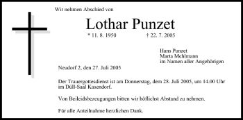 Anzeige von Lothar Punzet von MGO
