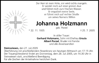 Anzeige von Johanna Holzmann von MGO