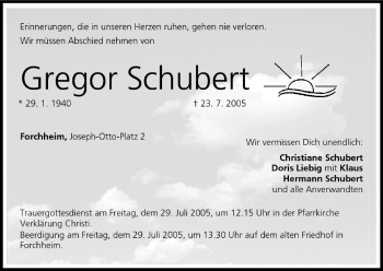 Anzeige von Gregor Schubert von MGO