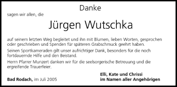 Anzeige von Jürgen Wutschka von MGO