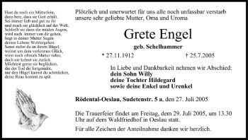 Anzeige von Grete Engel von MGO