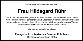 Anzeige von Hildegard Rühr von MGO