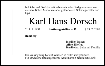 Anzeige von Karl Hans Dorsch von MGO