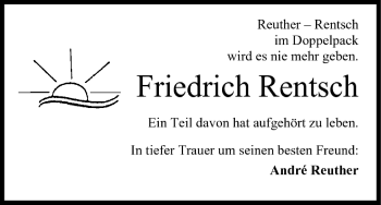 Anzeige von Friedrich Rentsch von MGO