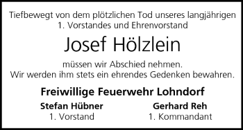 Anzeige von Josef Hölzlein von MGO