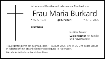Anzeige von Maria Burkard von MGO