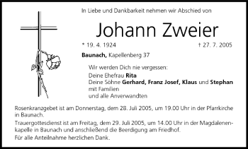 Anzeige von Johann Zweier von MGO
